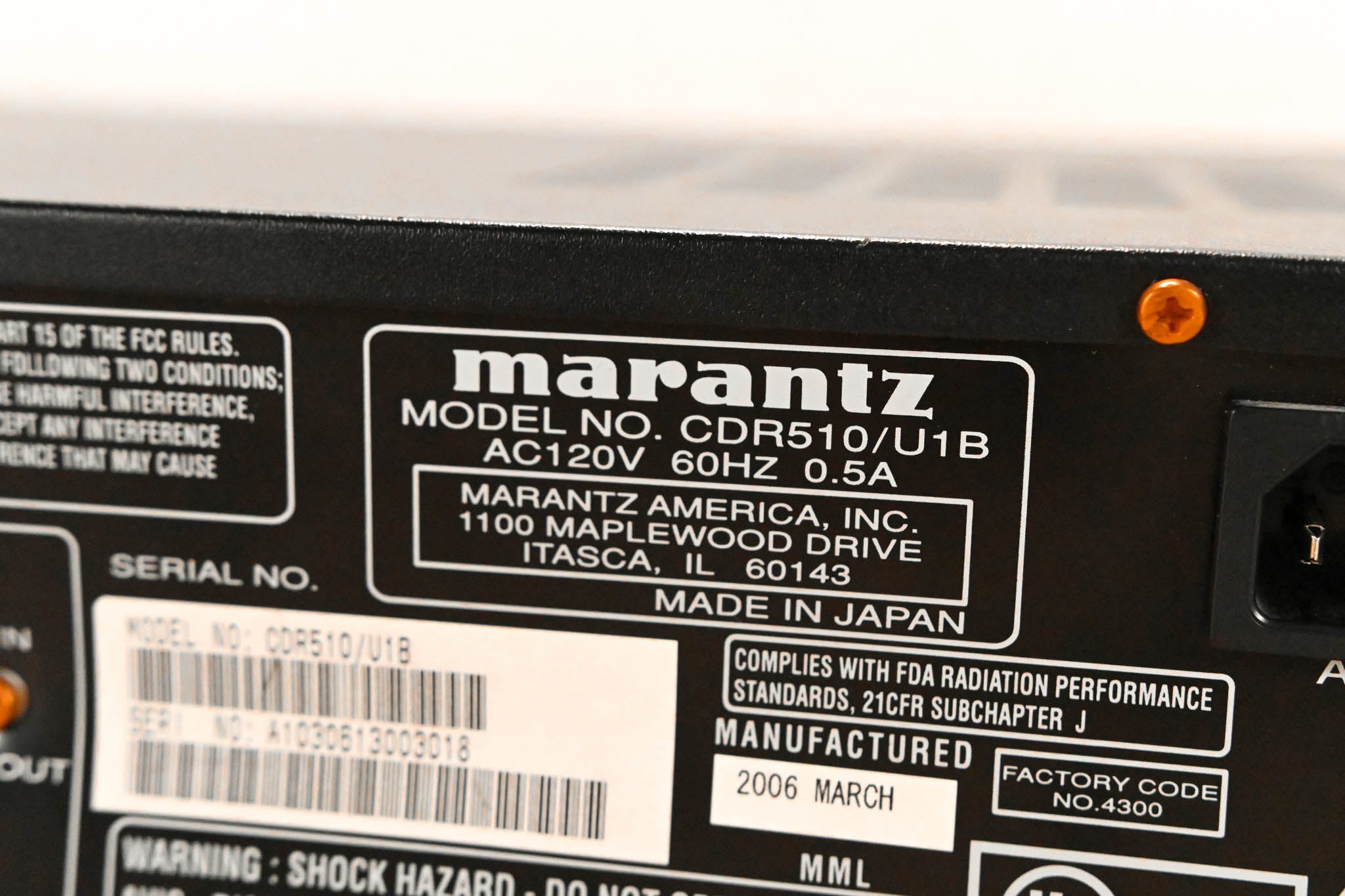 Marantz CDR510 CD Player / CD Recorder Combo Deck