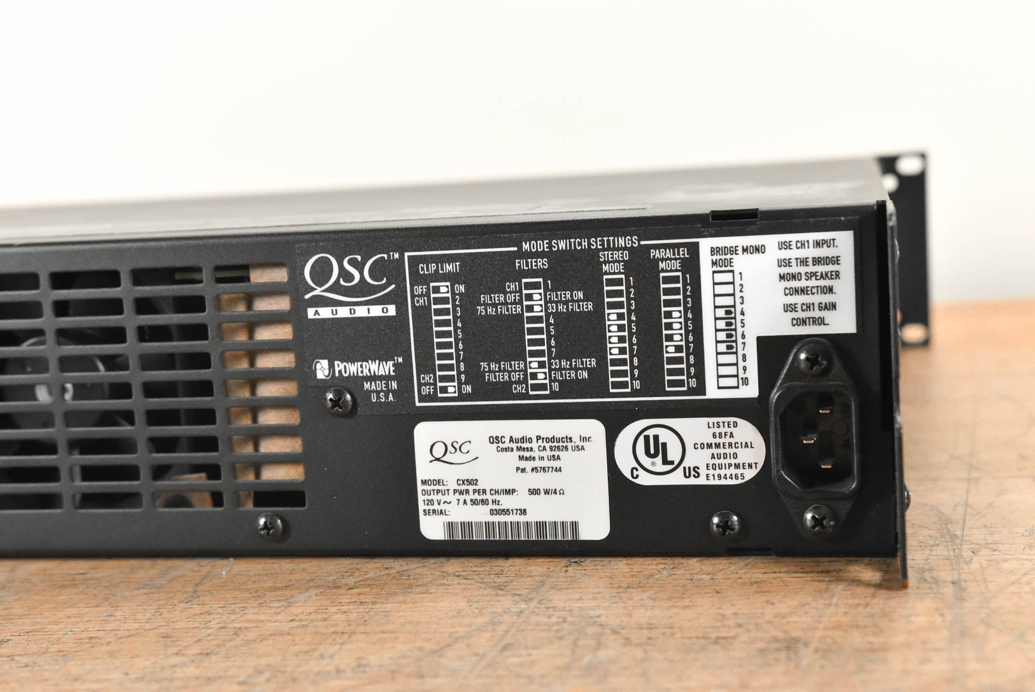 QSC CX502 2-Channel Power Amplifier