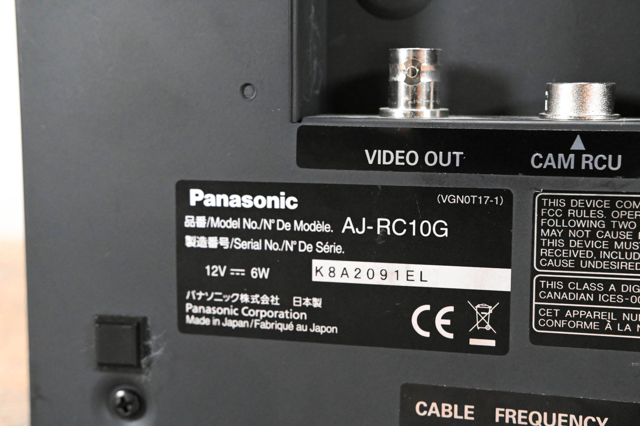 Panasonic AJ-RC10G Remote Control Unit