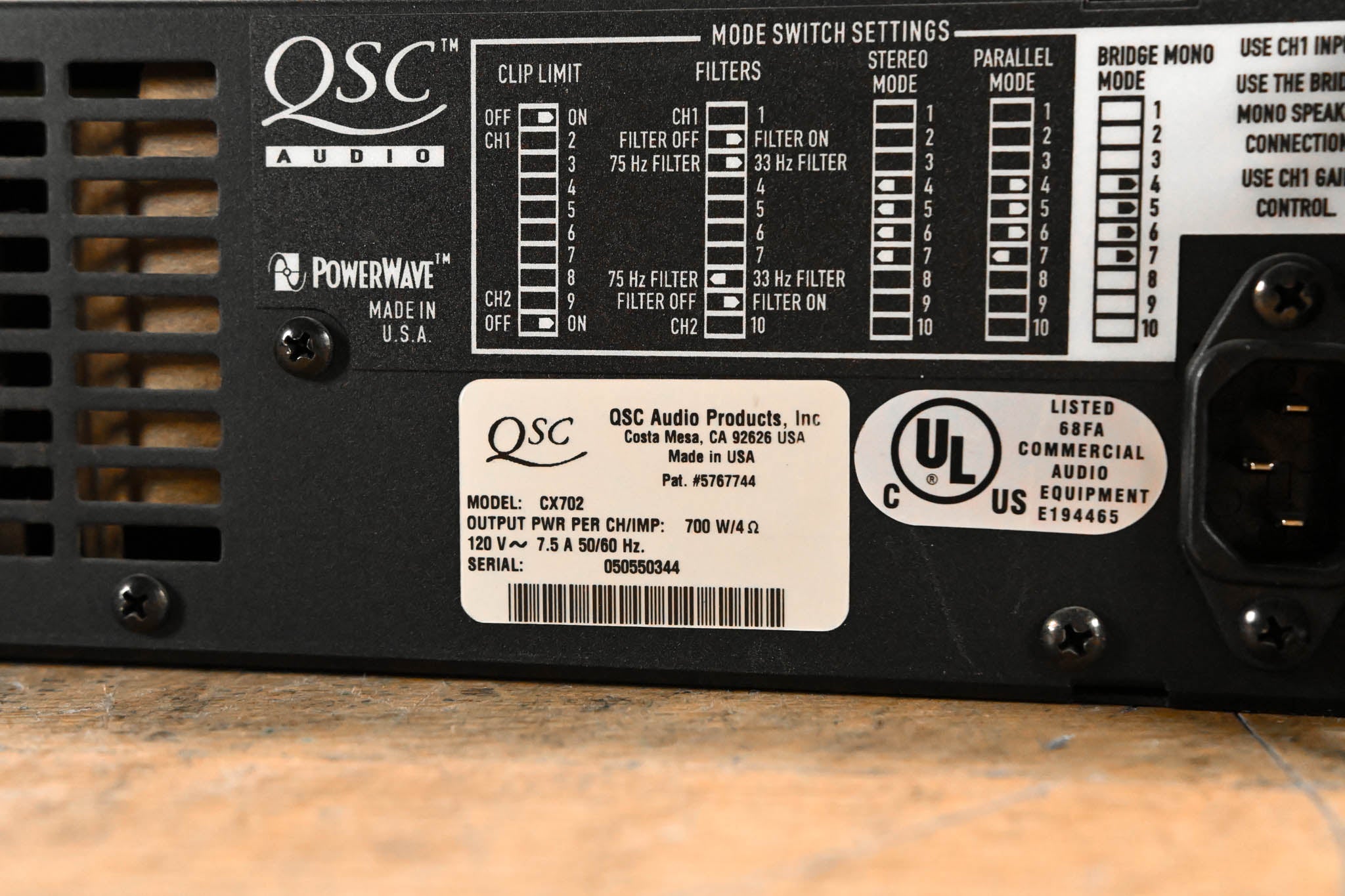 QSC CX702 2-Channel 700W Power Amplifier