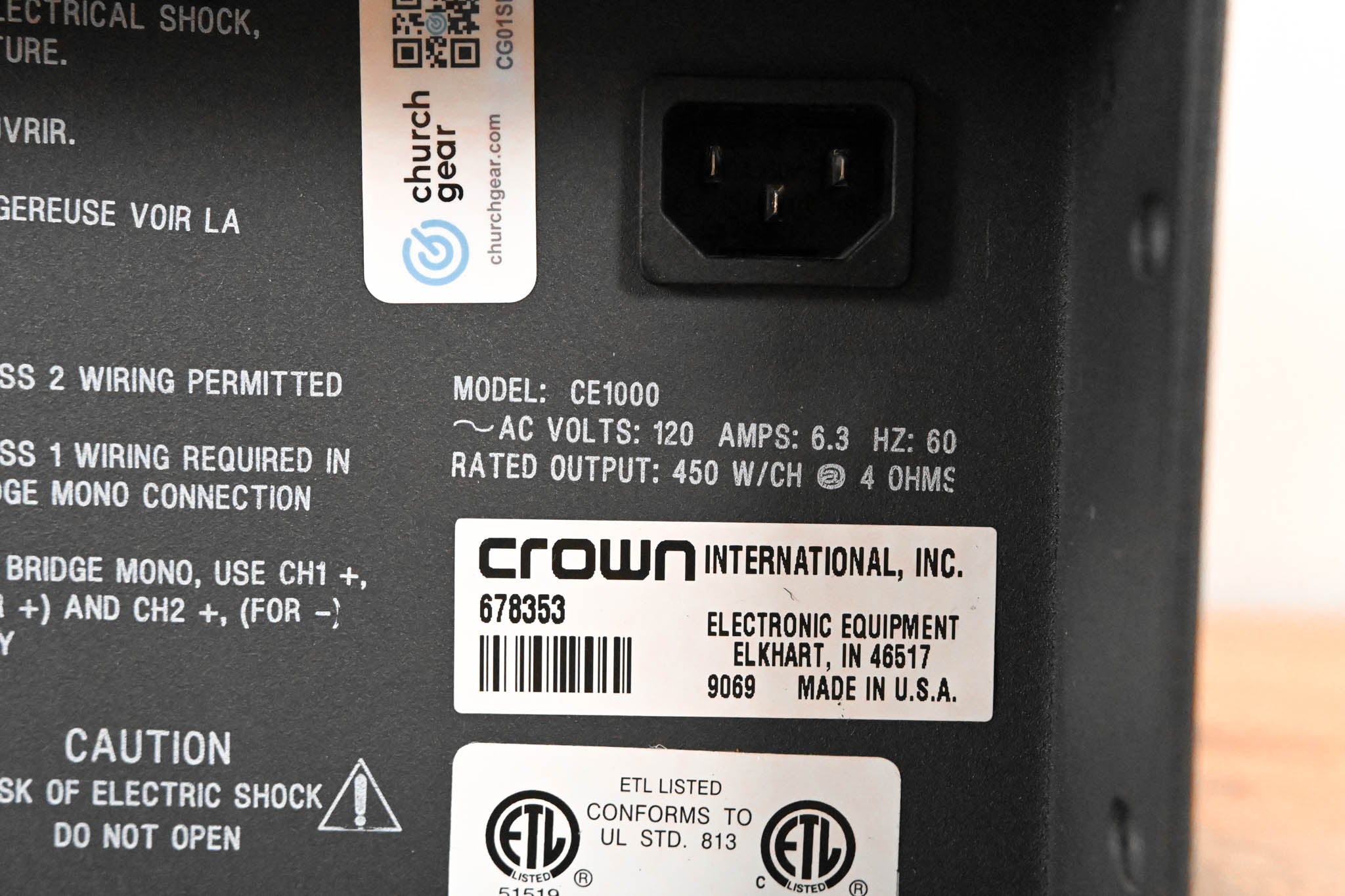 Crown CE1000 2-Channel Power Amplifier