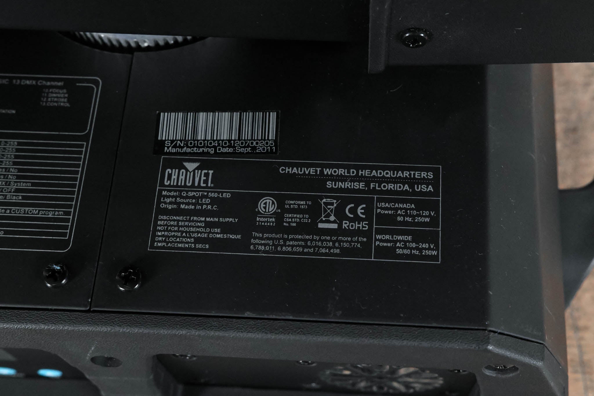 Chauvet Q-Spot 560-LED 3 x 60W LED Moving Yoke Fixture