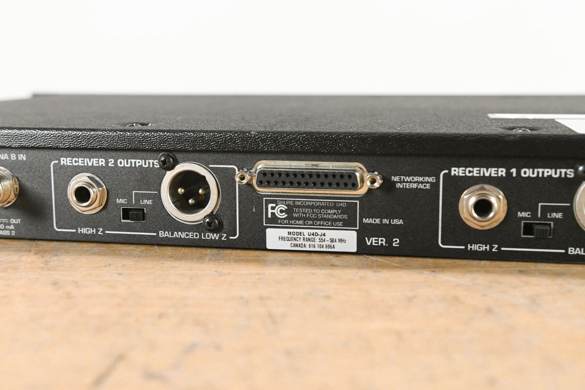 Shure U4D-J4 UHF Dual-Channel Wireless Receiver - J4 Band: 554-584 MHz