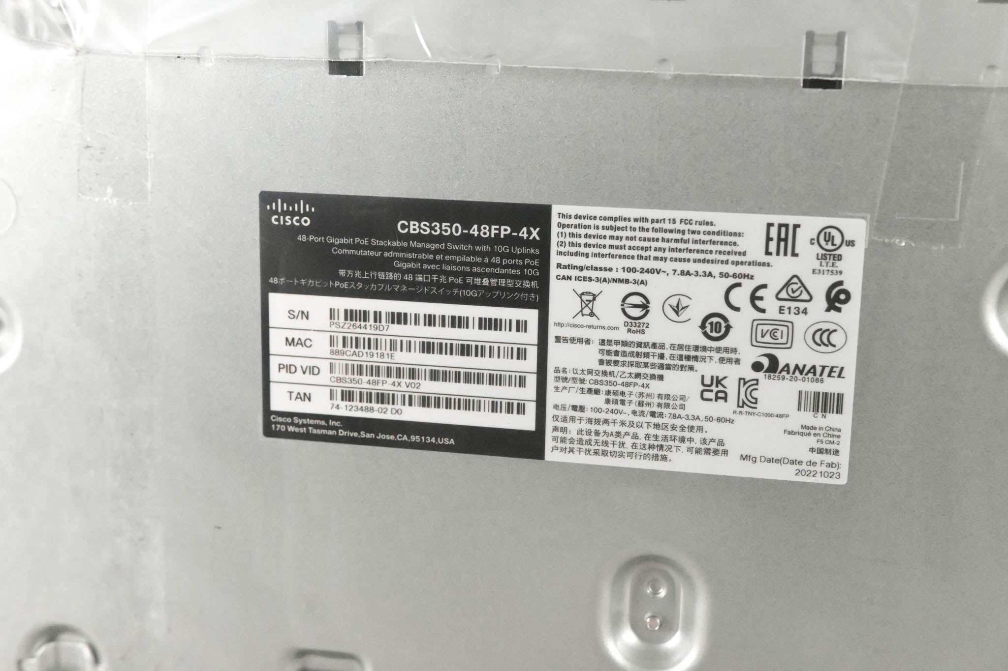 Cisco CBS350-48P-4X 48x Gigabit RJ45 PoE+ & 4x 10G SFP+ Managed Switch