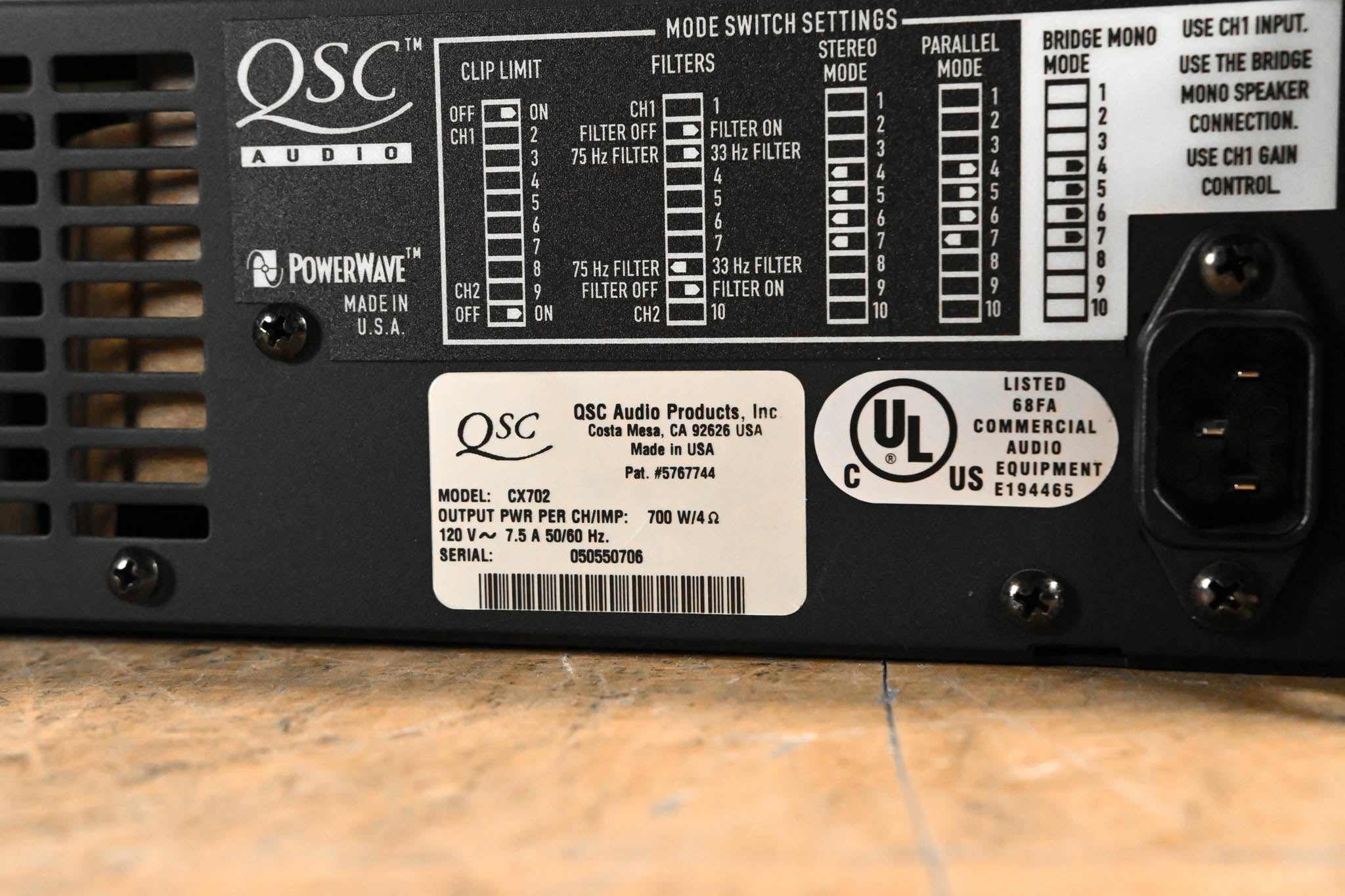 QSC CX702 2-Channel 700W Power Amplifier