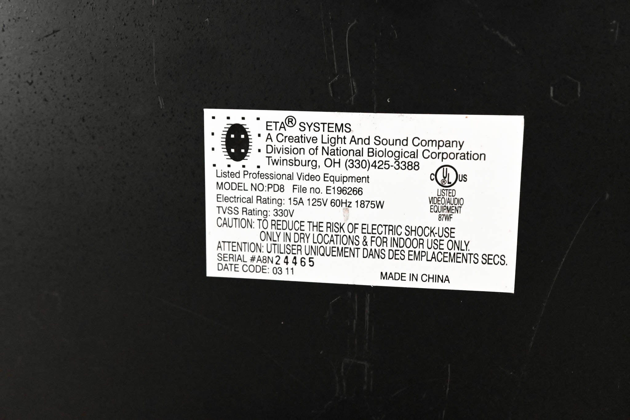 ETA Systems PD8 Conditioned Power Distribution Unit