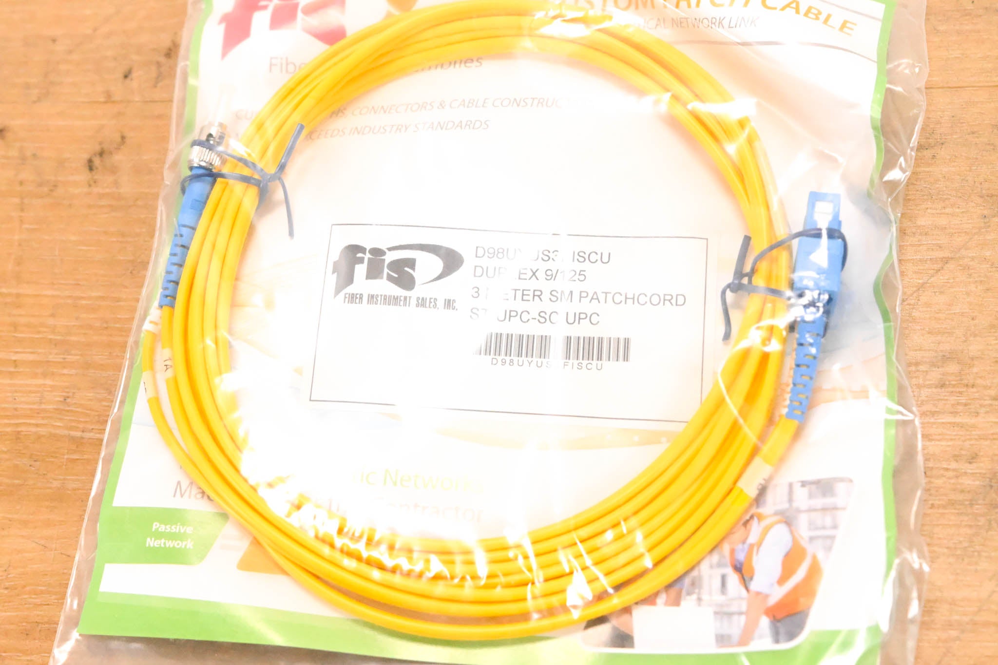 FIS ST/UPC-SC/UPC Duplex Single Mode Fiber Cable - 3m