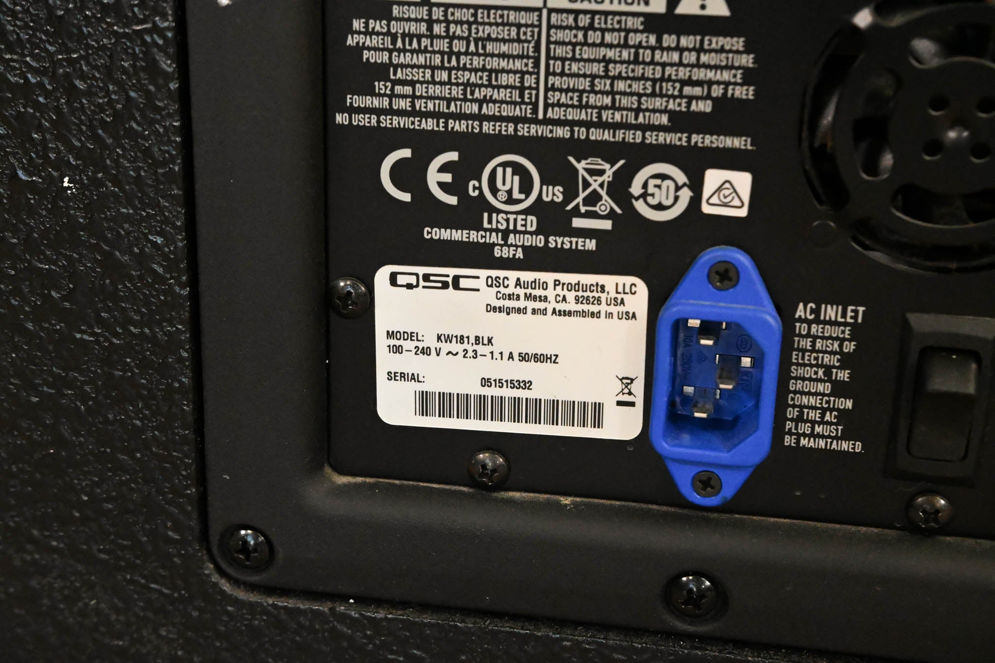 QSC KW181 1000W 18" Powered Subwoofer