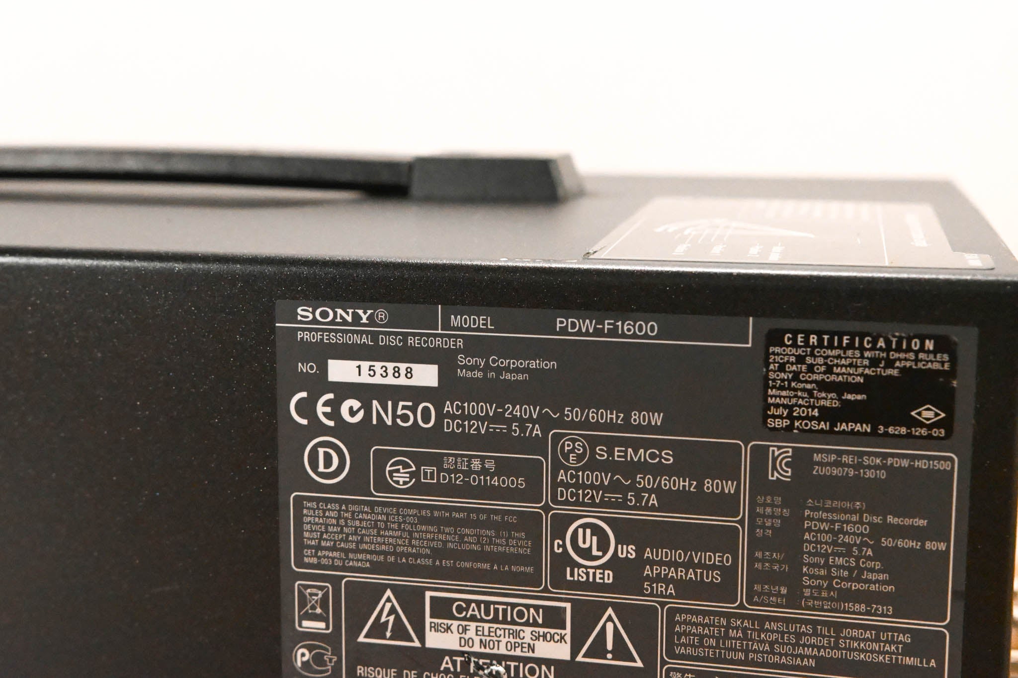 Sony PDW-F1600 XDCAM HD Player/Recorder
