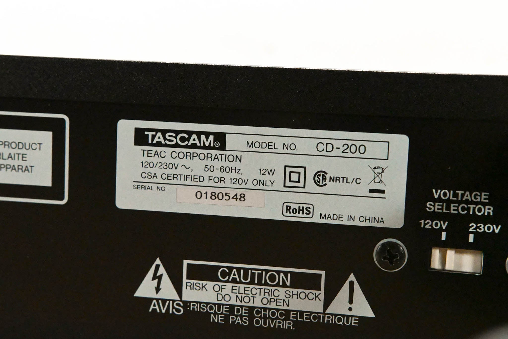 TASCAM CD-200 CD/MP3 Player