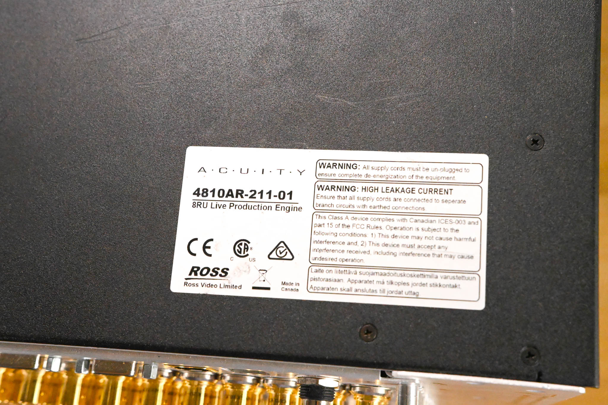 Ross Acuity 8RU Live Production Engine Frame 4 M/E 40x20 I/O