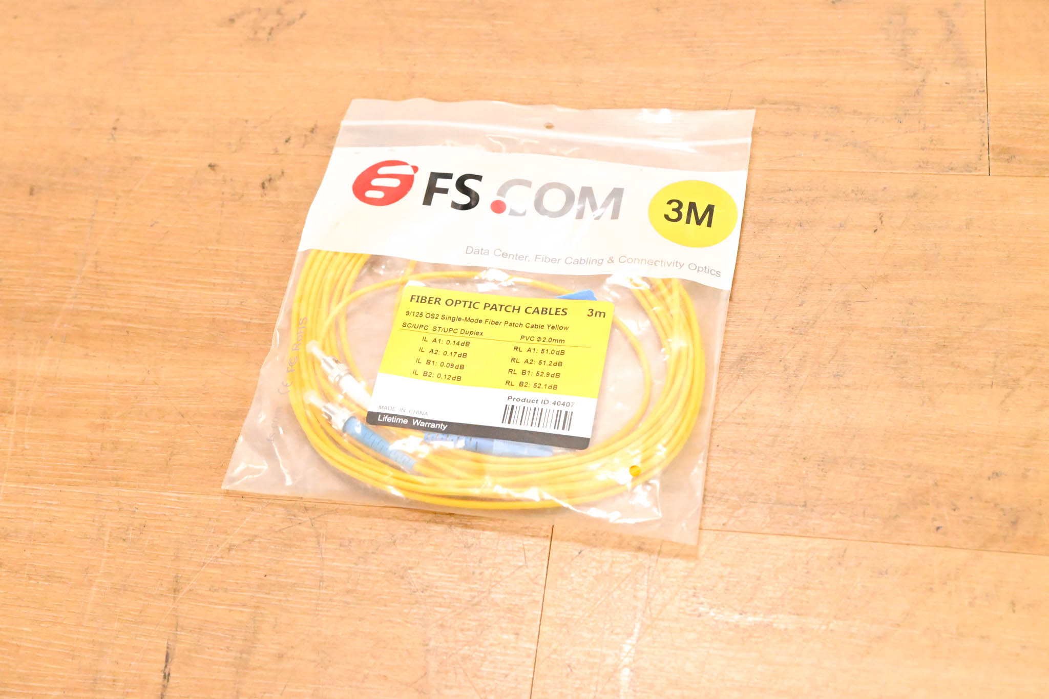 FS SC-ST OS2 Duplex Single Mode Fiber Cable - 3m