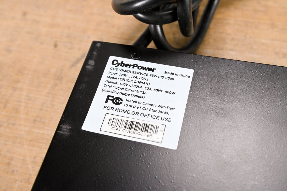 CyberPower OR700LCDRM1U Smart App LCD 700VA/400W 6-Outlet Rackmount UPS