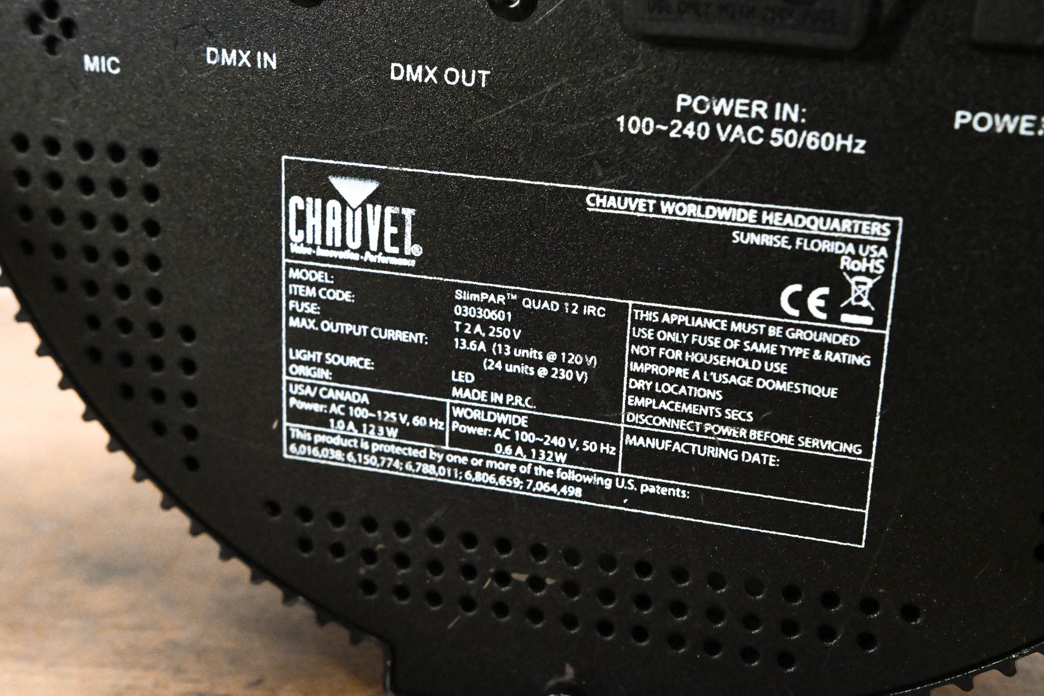 Chauvet SlimPAR QUAD 12 IRC RGBA LED PAR Wash Fixture