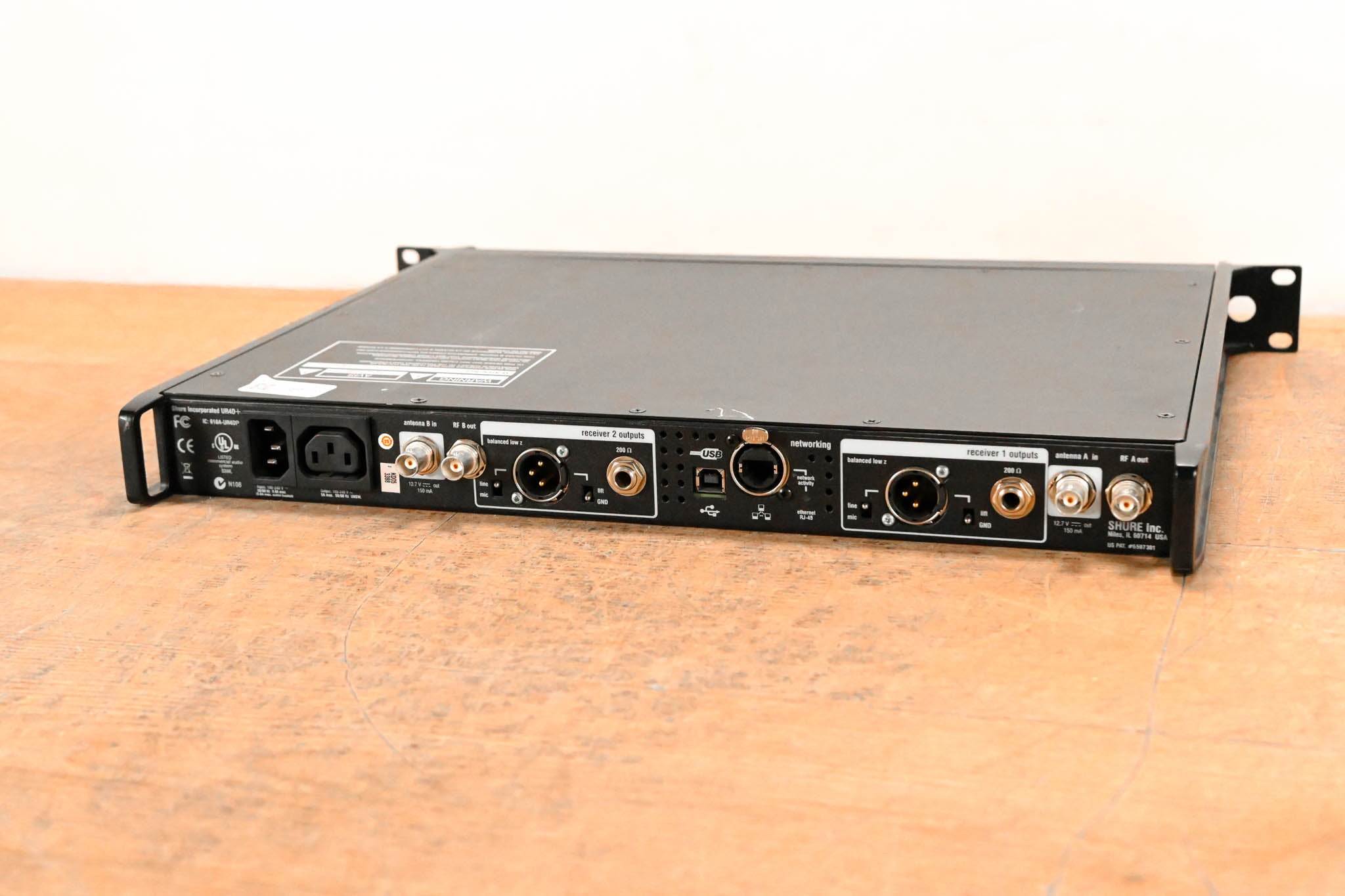 Shure UR4D+ Dual-Channel UHF Wireless Receiver - H4 Band: 518-578 MHz