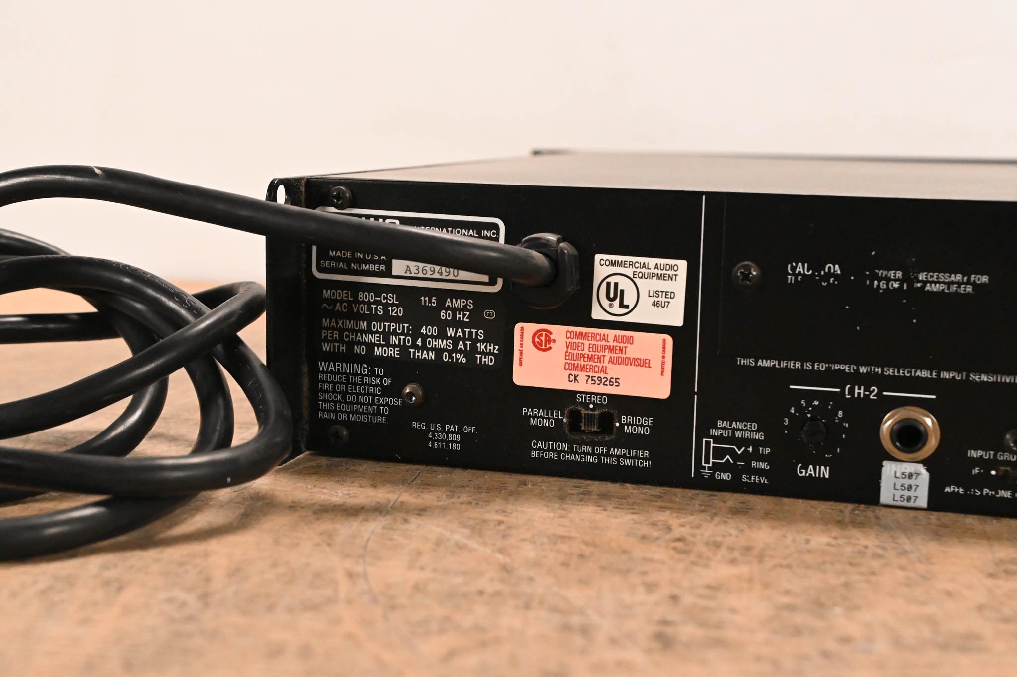 Crown 800 CSL 2-Channel Power Amplifier