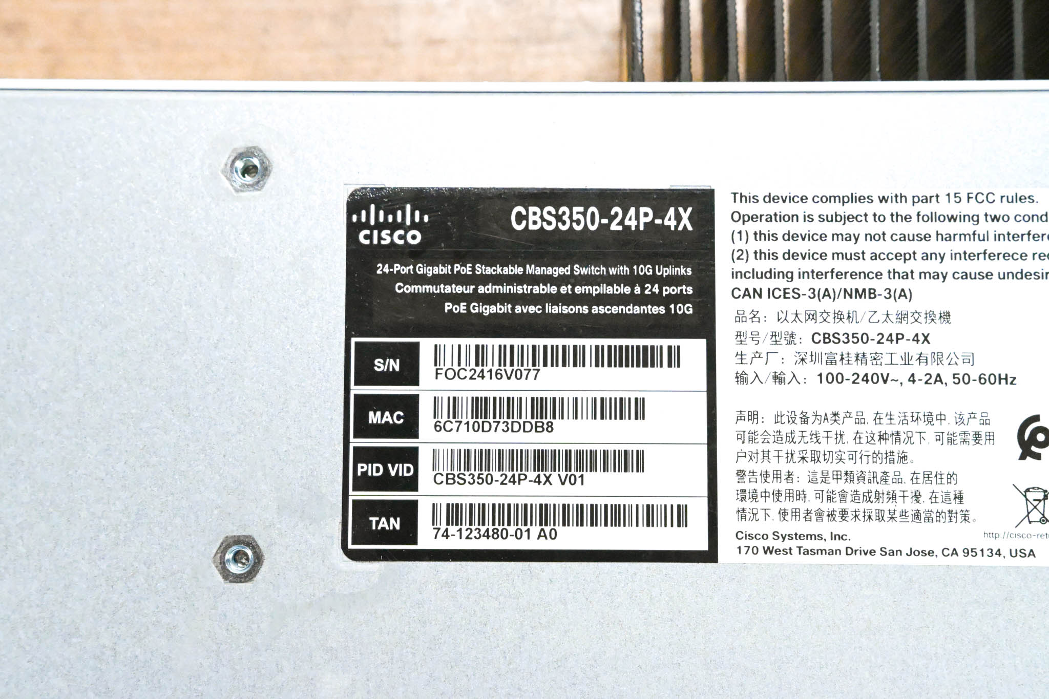 Cisco CBS350-24P-4X 24-Port Gigabit PoE Stackable Managed Switch