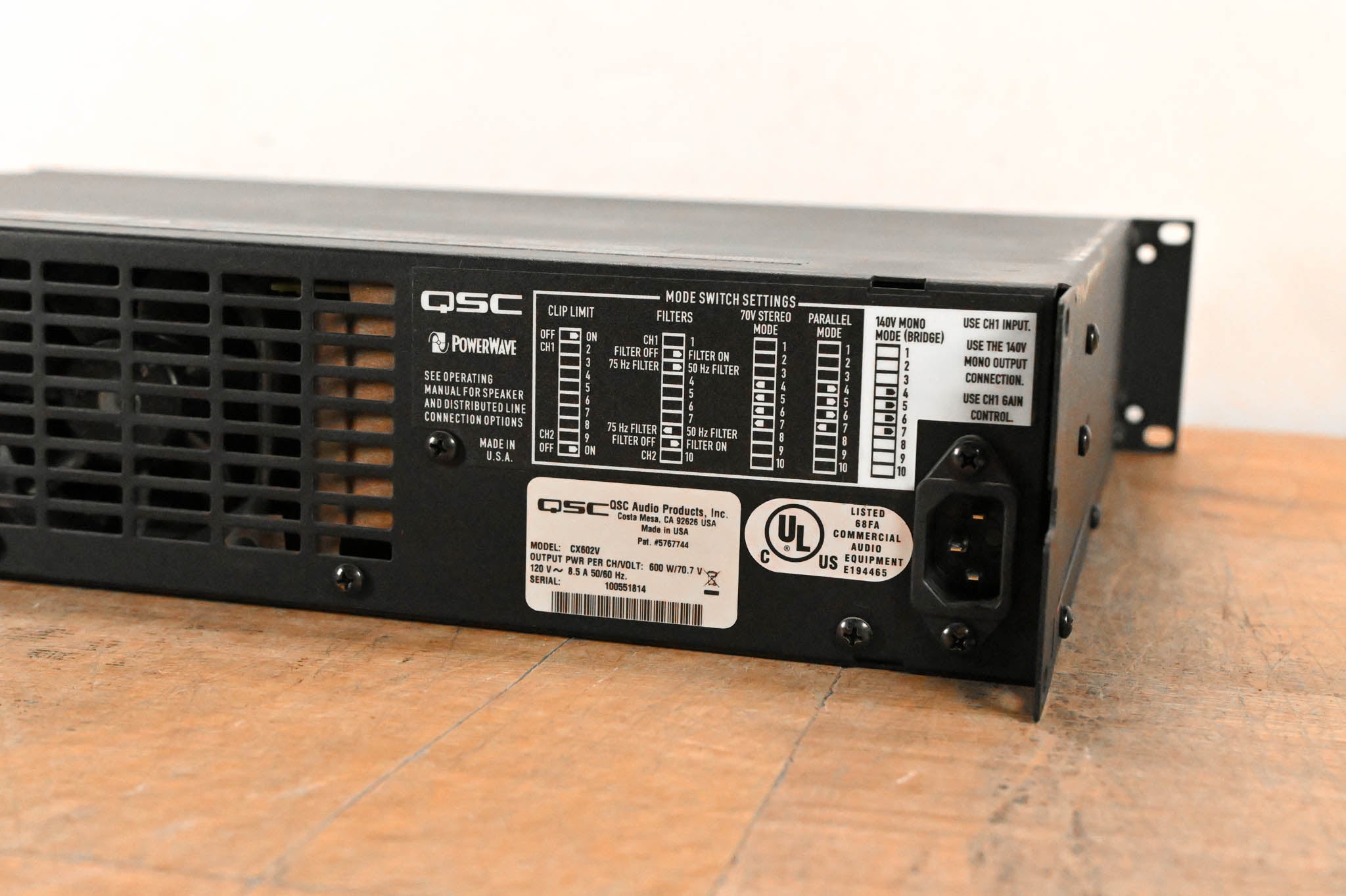 QSC CX602V 2-Channel 70V Power Amplifier
