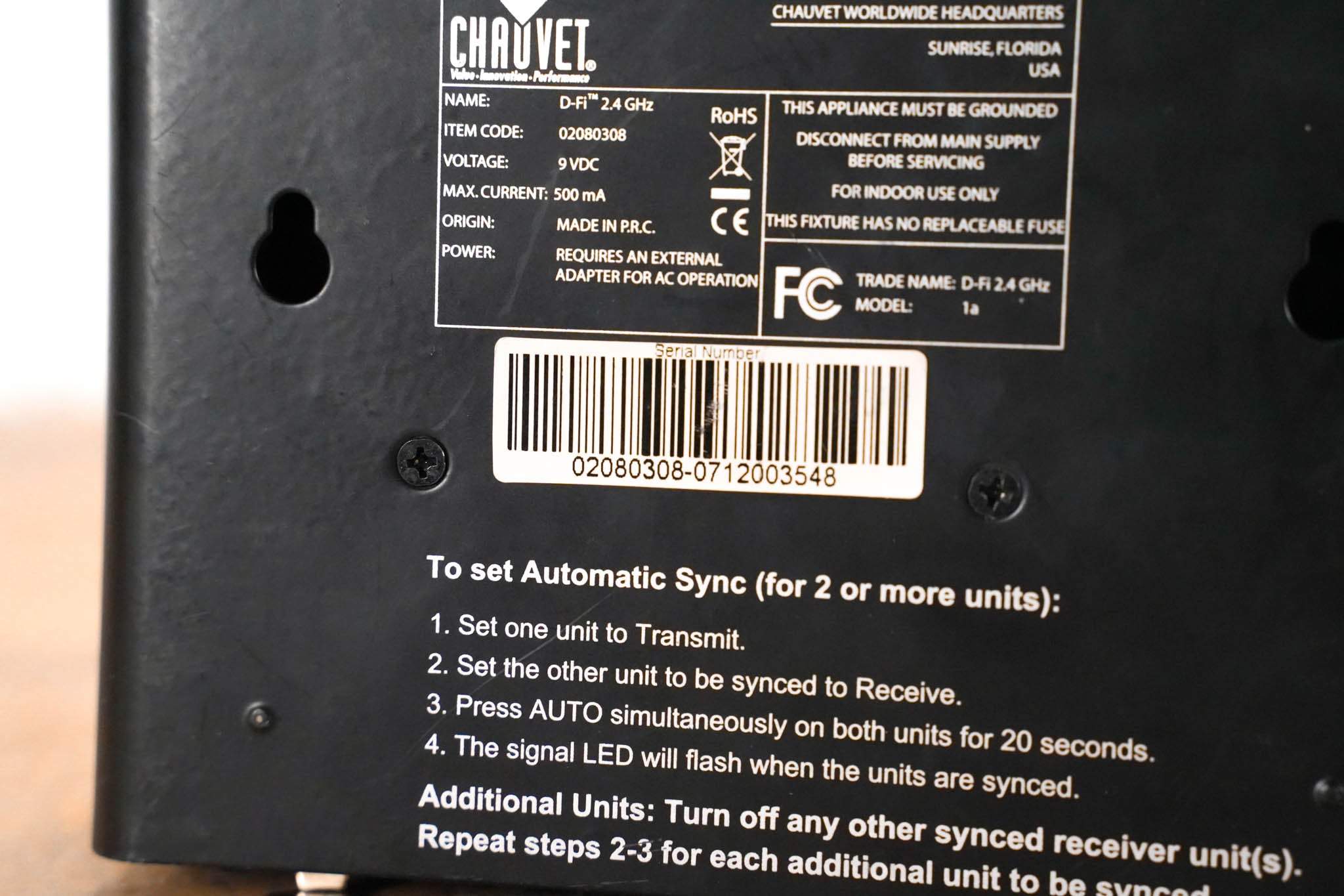 Chauvet D-Fi 2.4 GHz Wireless DMX Transmitter/Receiver (NO POWER SUPPLY)