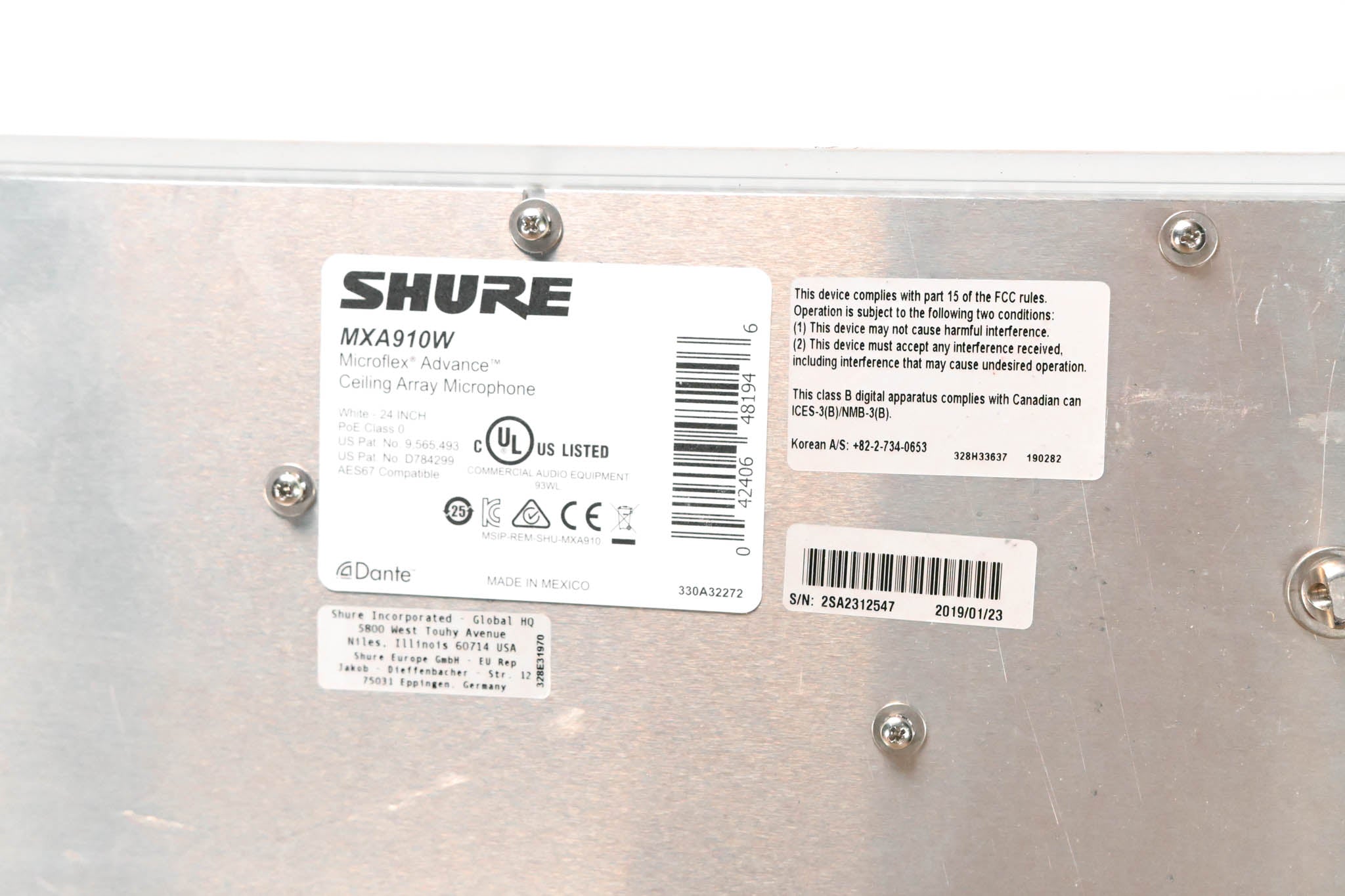 Shure MXA910W Ceiling Array Microphone