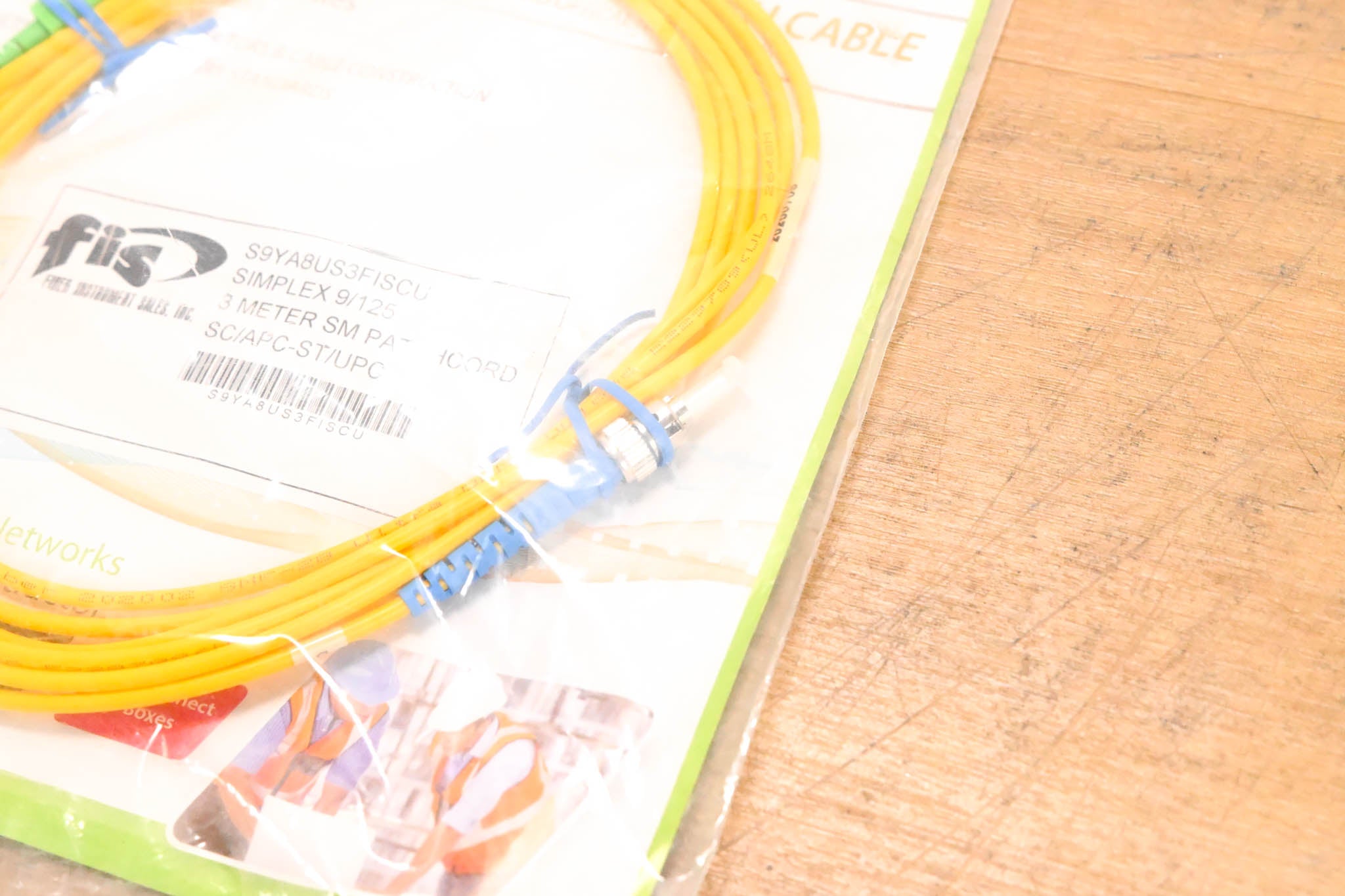 FIS SC/APC-ST/UPC Simplex Single Mode Fiber Cable - 3m