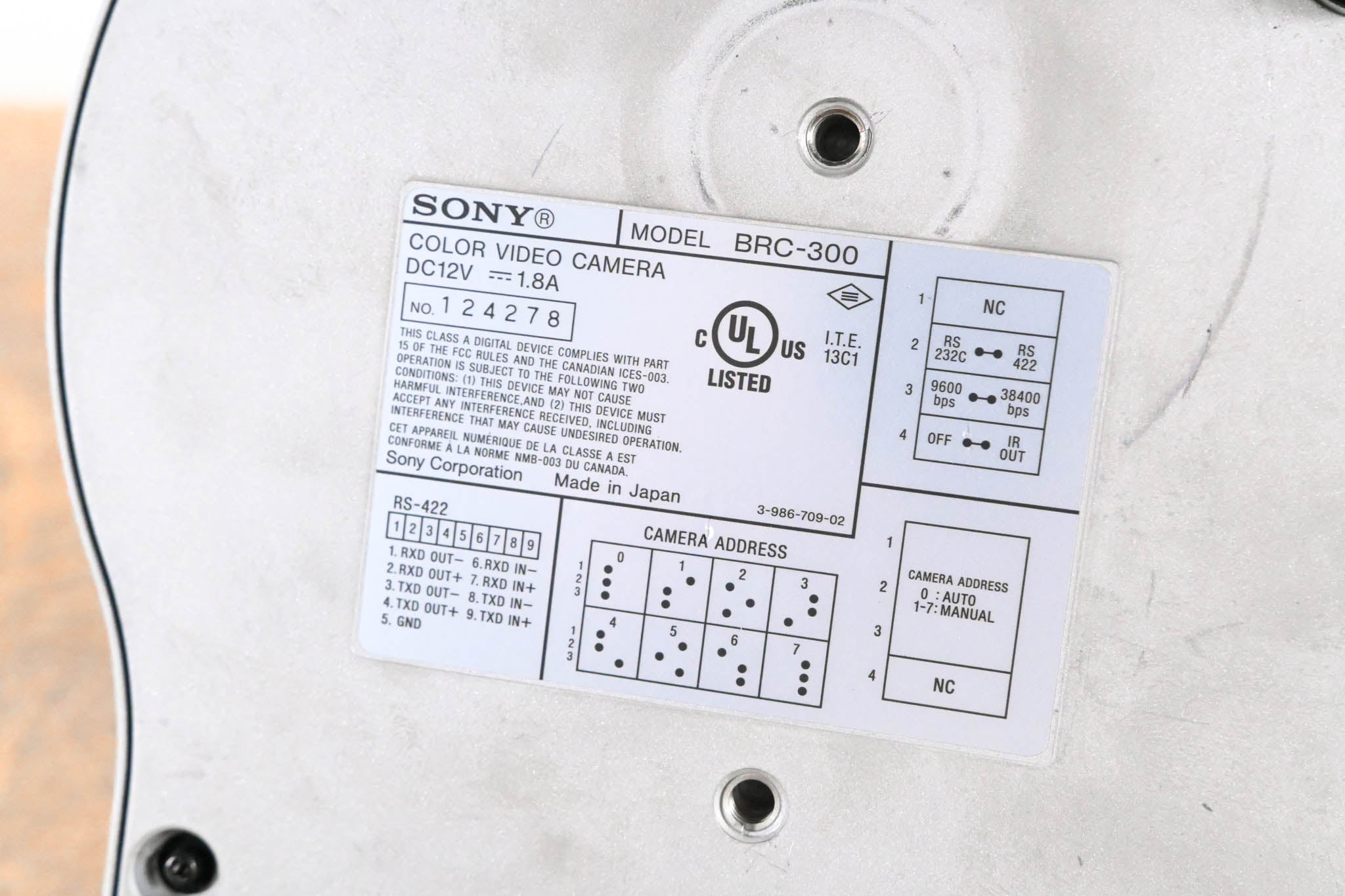 Sony BRC-300 1/4" 3-CCD PTZ Color Video Camera