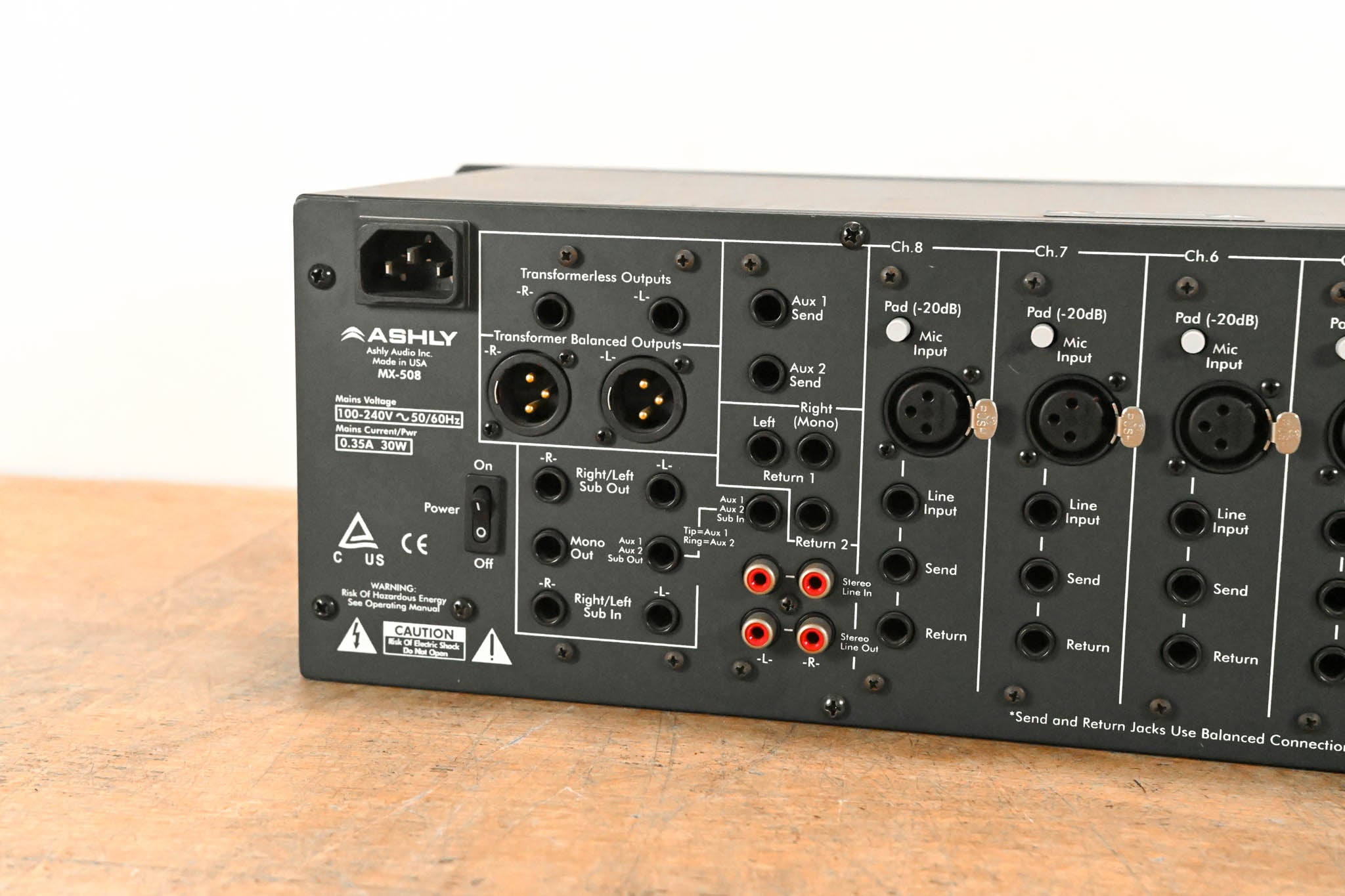Ashly MX-508 8-Input Stereo Rack-Mountable Mic/Line Mixer