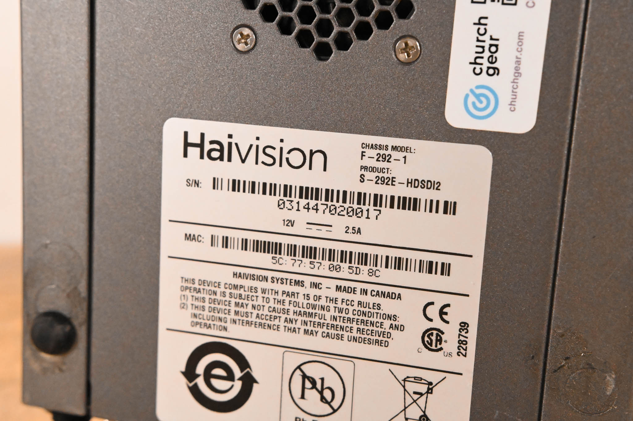 HaiVision S-292E-HDSDI2 Makito X Dual SDI Encoder Appliance (NO PSU)