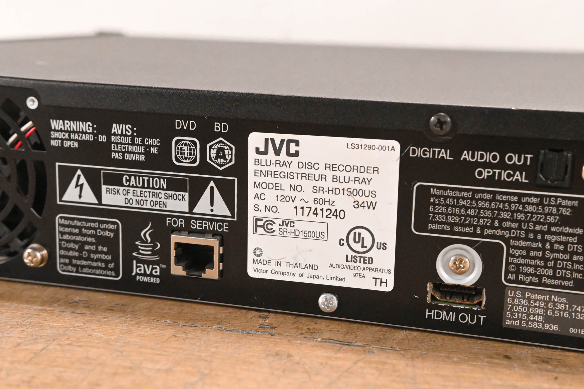 JVC SR-HD1500US Blu-Ray Disc & HDD Recorder