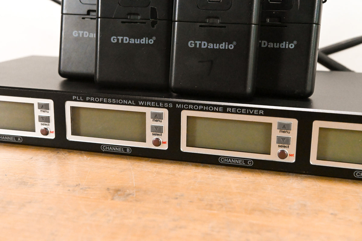 GTD Audio G-787 PLL Pro Wireless Mic Receiver w/ 4 Beltpacks (NO PSU)