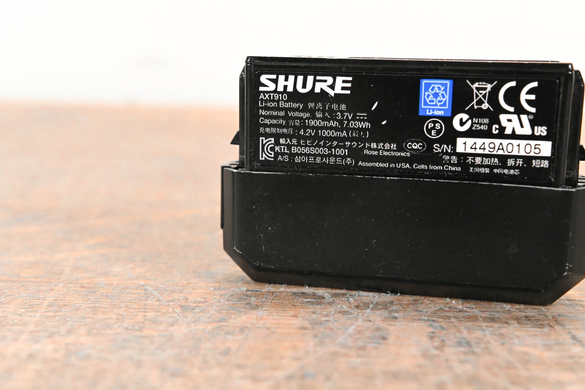 Shure AXT910 Axient Bodypack Rechargeable Battery