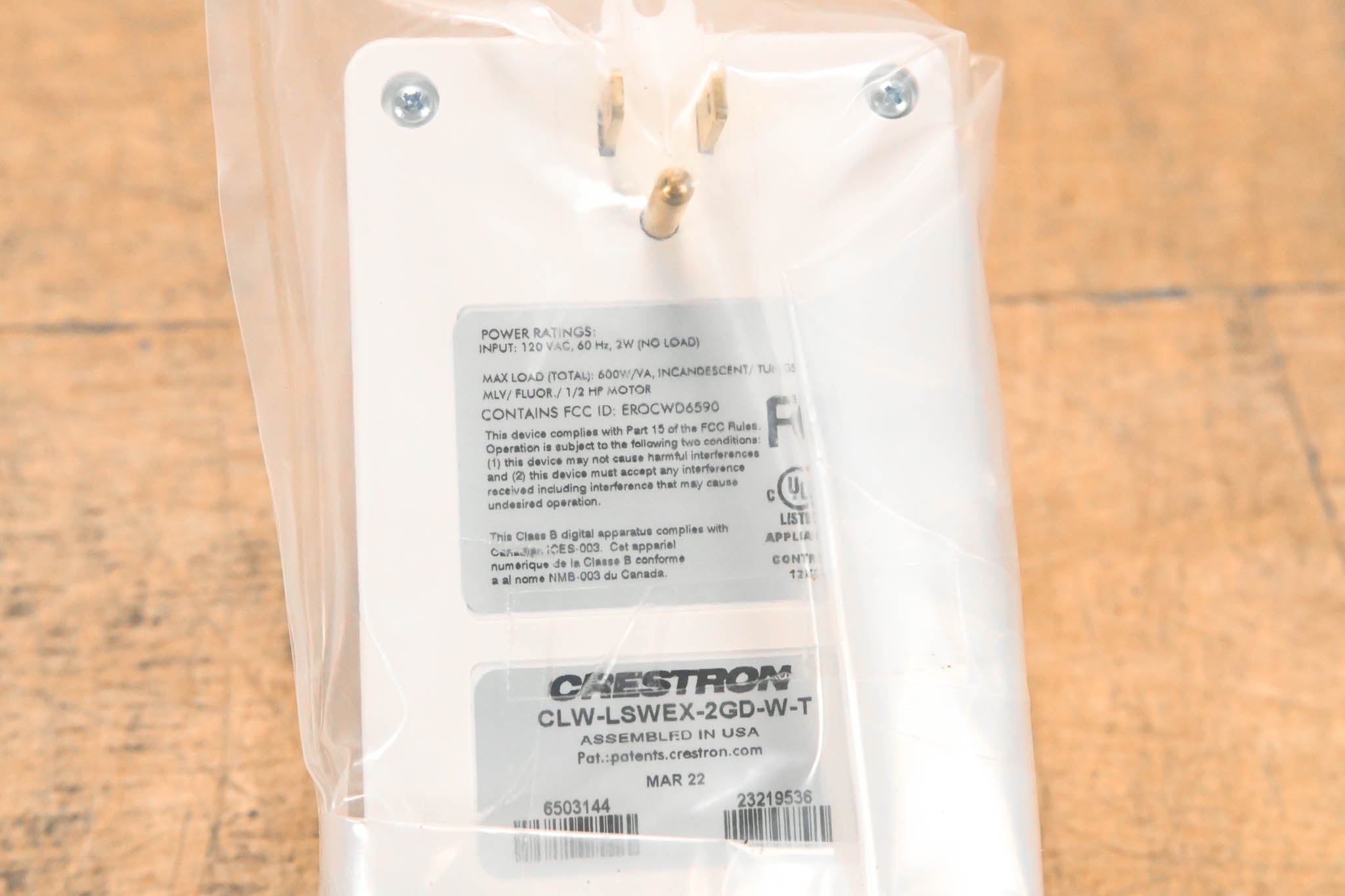Crestron CLW-LSWEX-2GD-W-T Dual-Channel Wireless Lamp Switch
