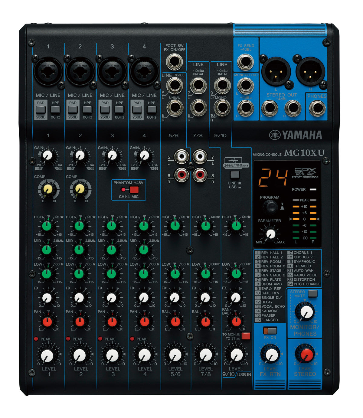 10-Input Stereo Mixer with Effects and USB