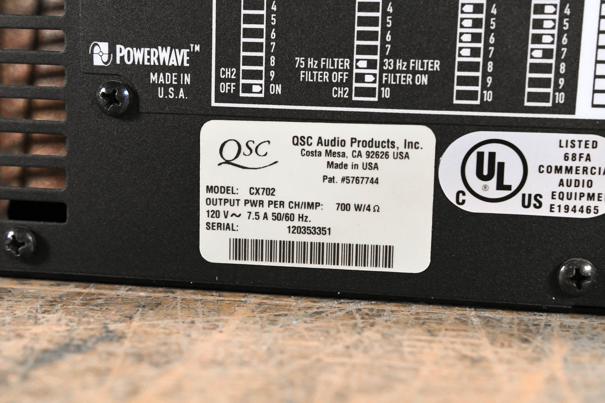 QSC CX702 2-Channel 700W Power Amplifier