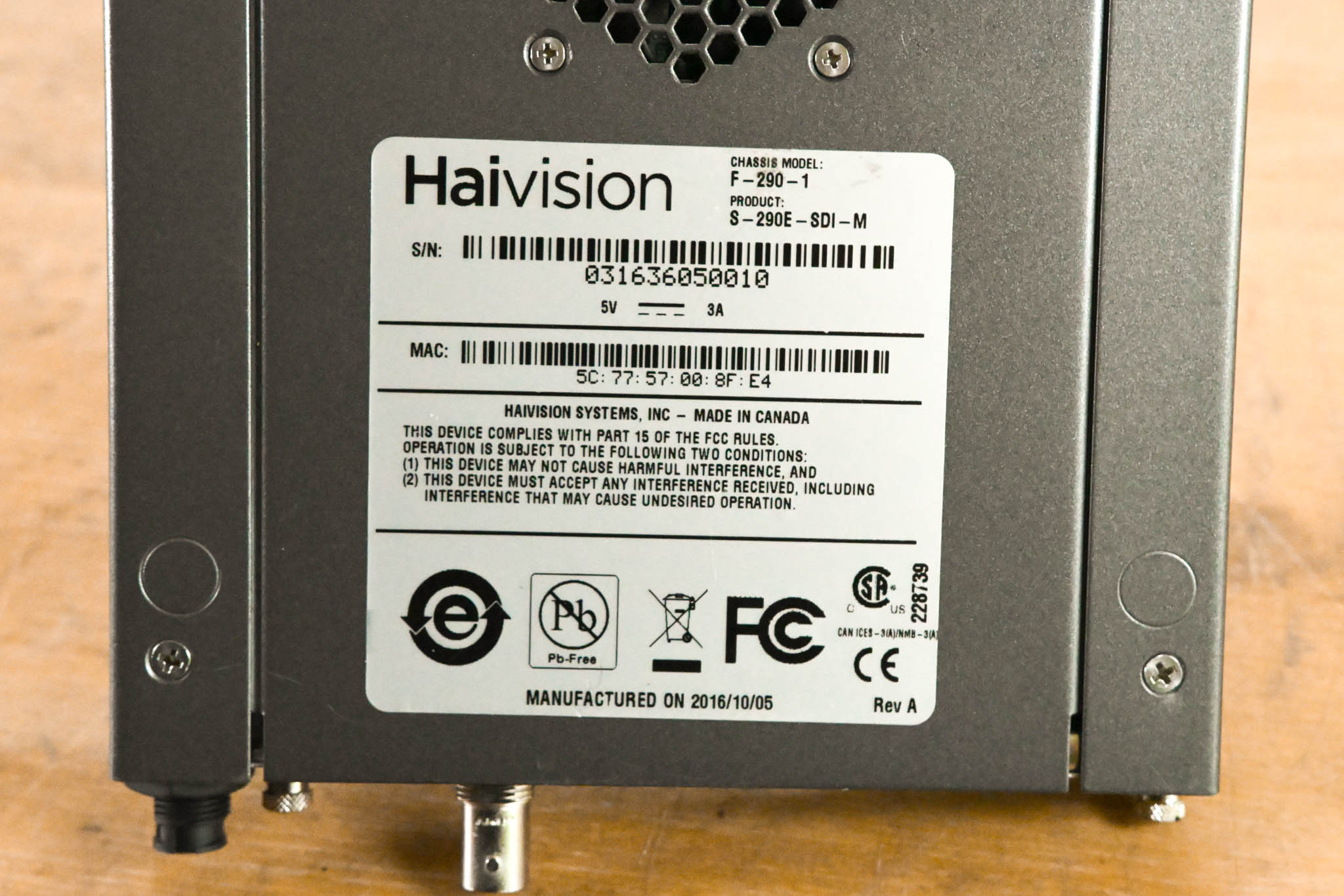 HaiVision S-290E-SDI-M Makito SDI Encoder Appliance (NO POWER SUPPLY)