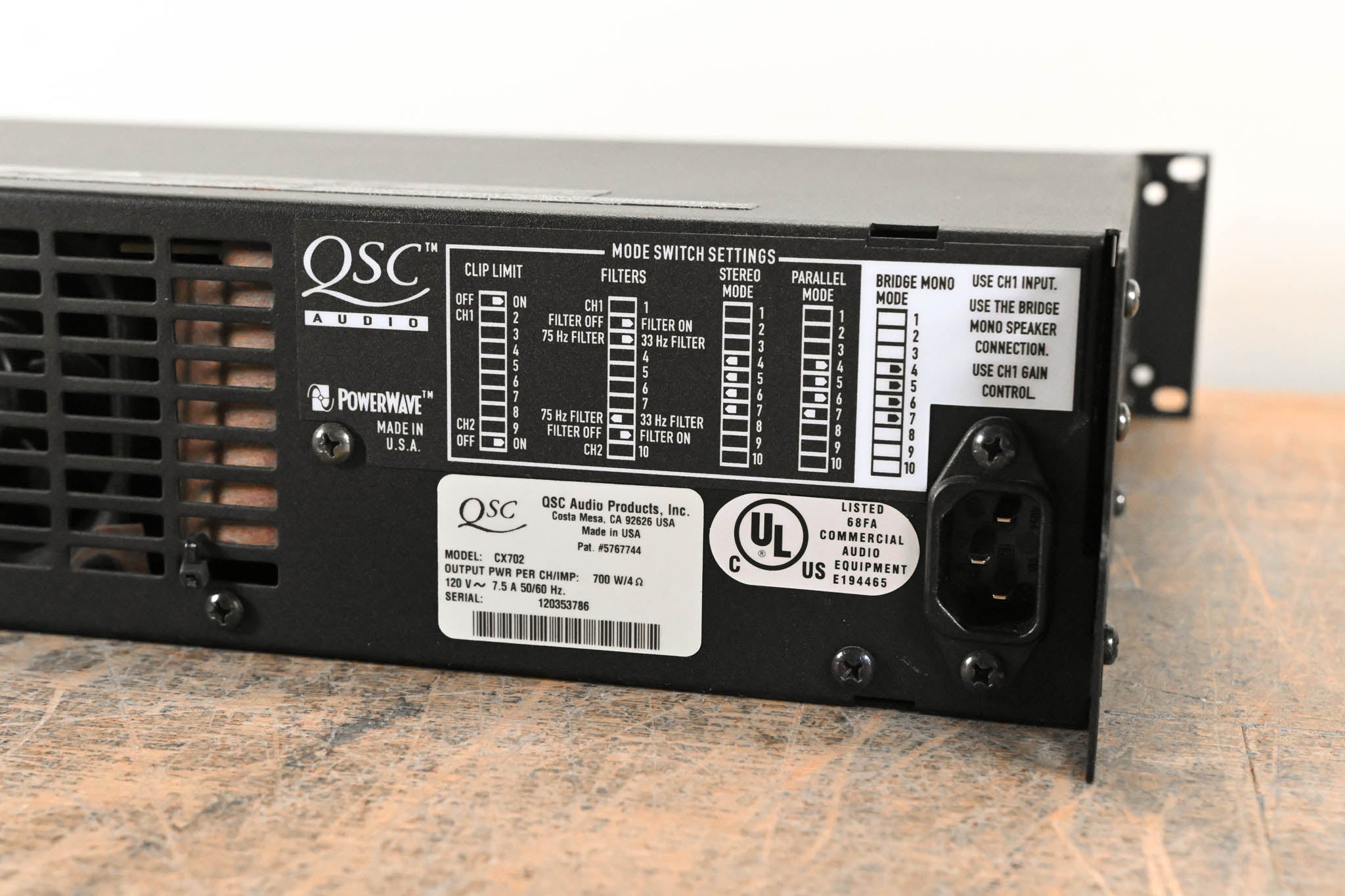 QSC CX702 2-Channel 700W Power Amplifier