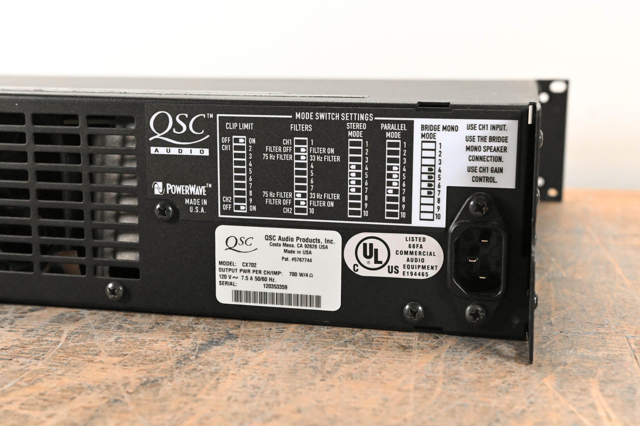 QSC CX702 2-Channel 700W Power Amplifier