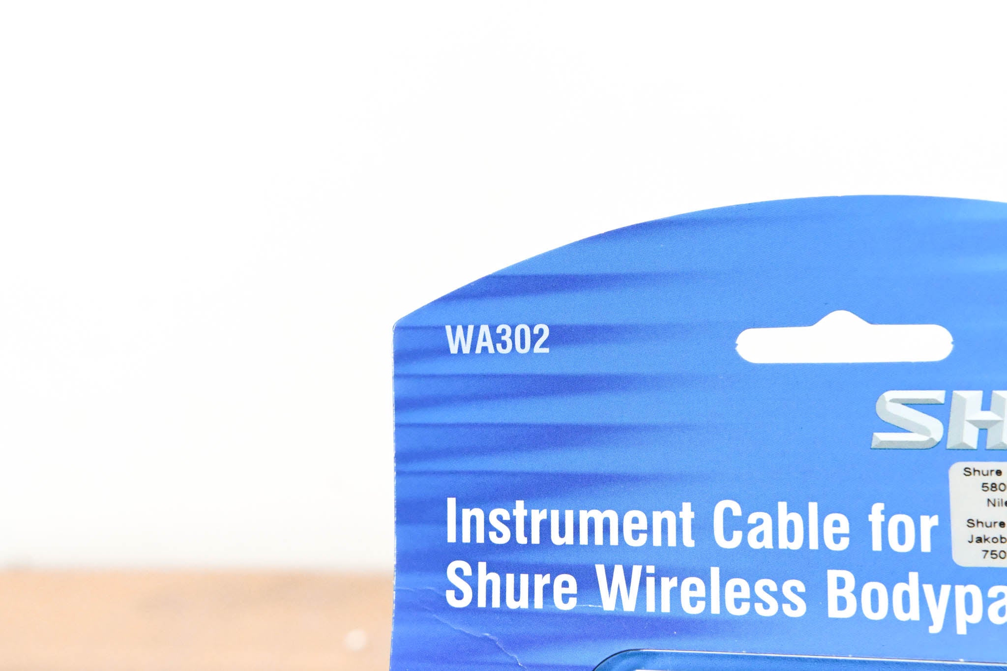 Shure WA302 TA4F to 1/4" Instrument Cable for Wireless Bodypacks - 2.5'