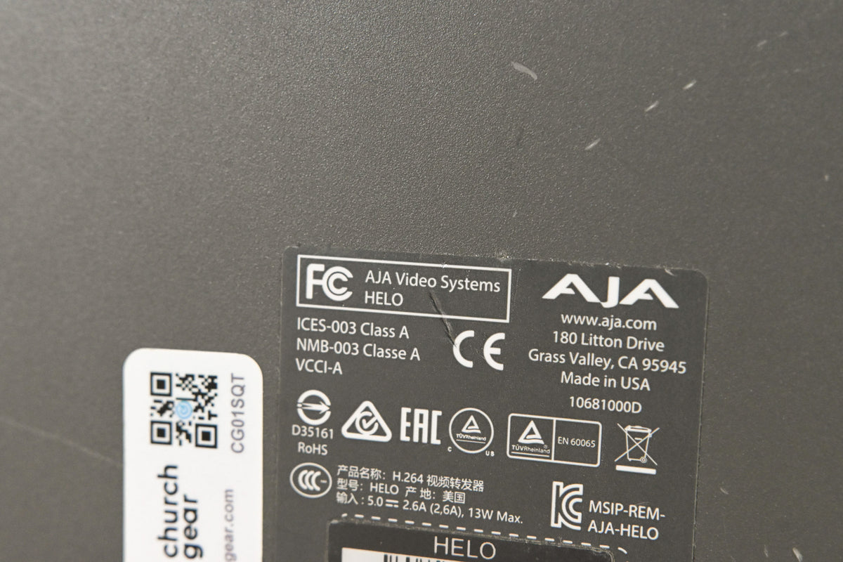 AJA HELO H.264 Streamer and Recorder (NO POWER SUPPLY)