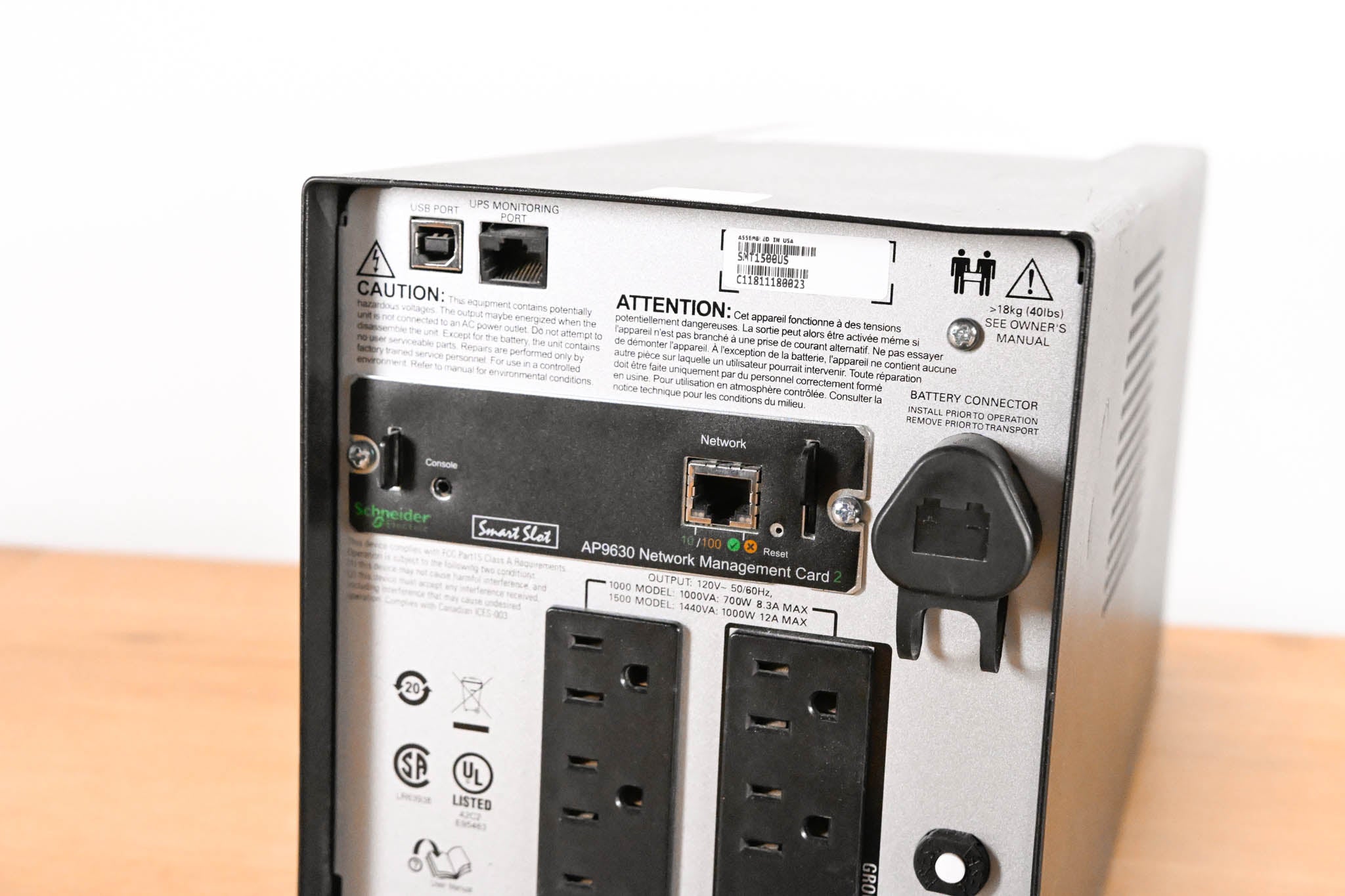 APC SMT1500US Smart-UPS 1500VA / 1000W Tower UPS Battery Backup w/ LCD