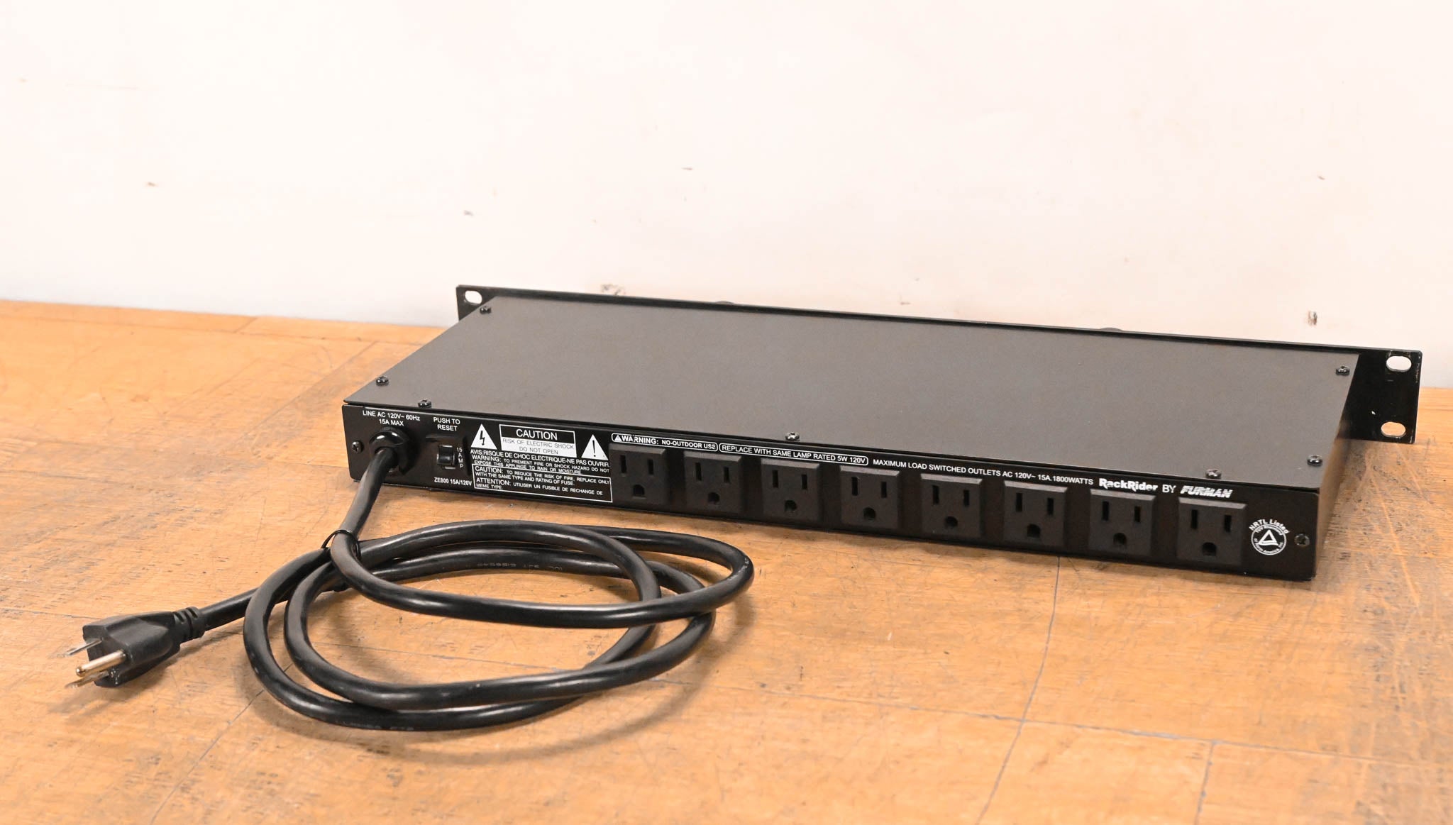 Furman RackRider RR-15PLUS 1RU Power Conditioner w/ Lights + V-Meter