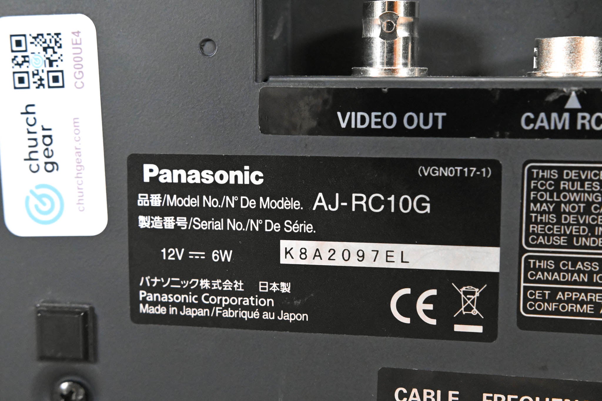 Panasonic AJ-RC10G Remote Control Unit