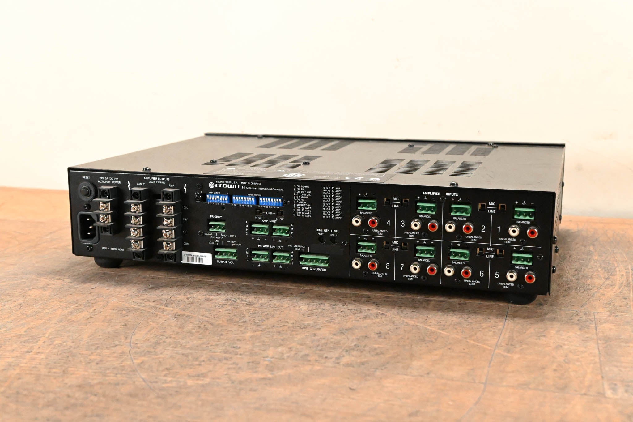 Crown 280MA Eight Input, Dual 80W Mixer-Amplifier