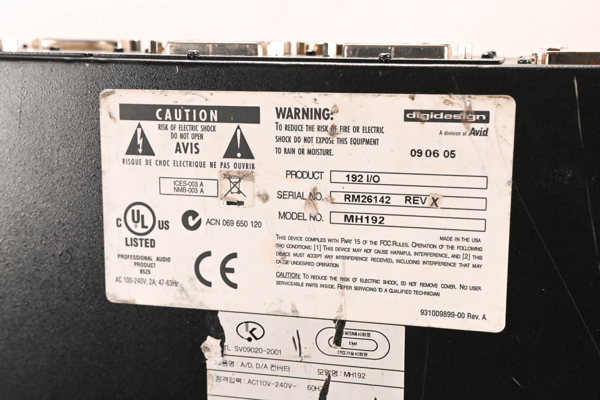 Digidesign 192 I/O Digital Recording Interface