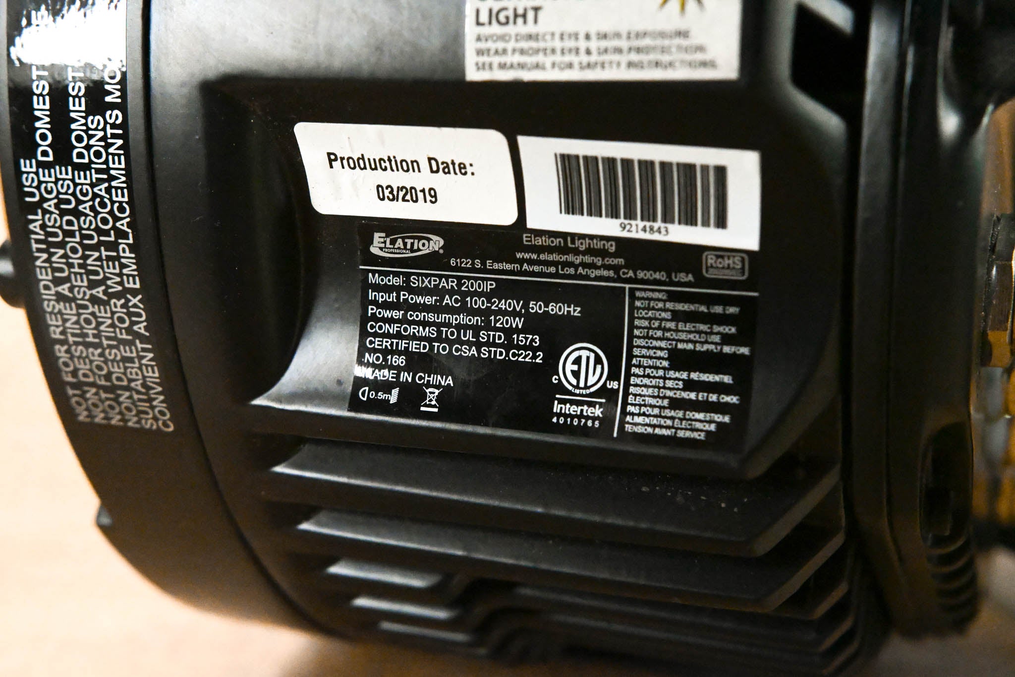 Elation SIXPAR 200IP 12x 12W RGBAW+UV LED IP65 Par Fixture
