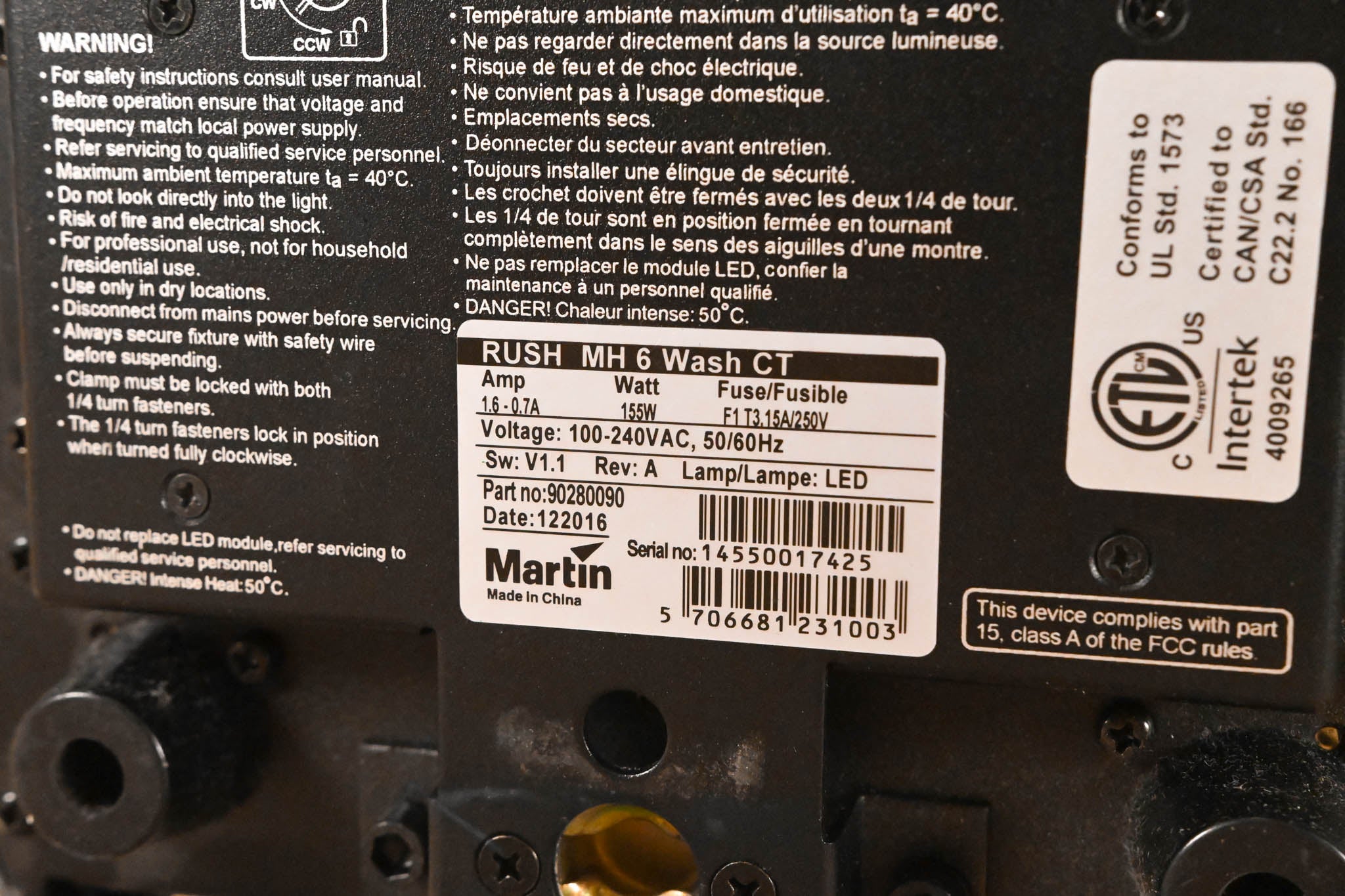 Martin Lighting Rush MH 6 Wash CT Single Lens Moving Head Wash Light