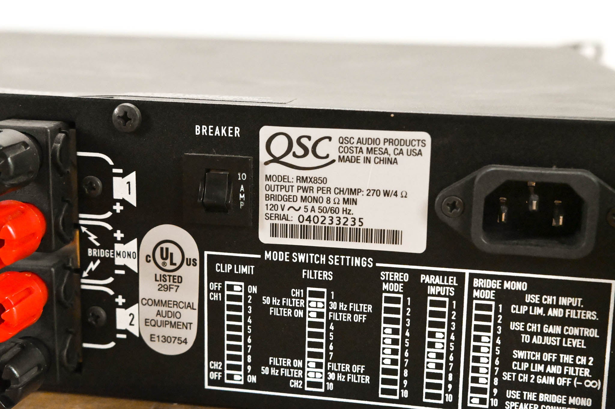 QSC RMX850 2-Channel Power Amplifier