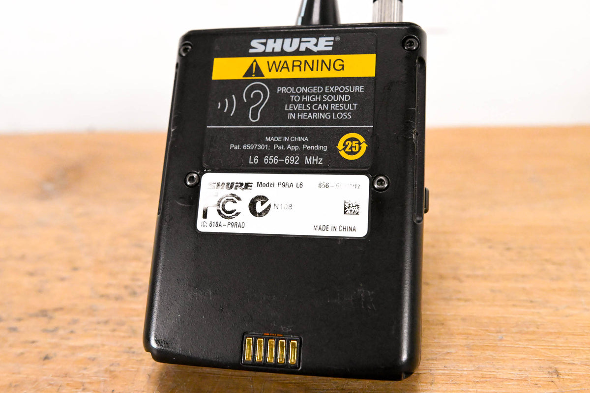 Shure P9RA-L6 Wireless Bodypack Receiver - L6 Band: 656-692 MHz