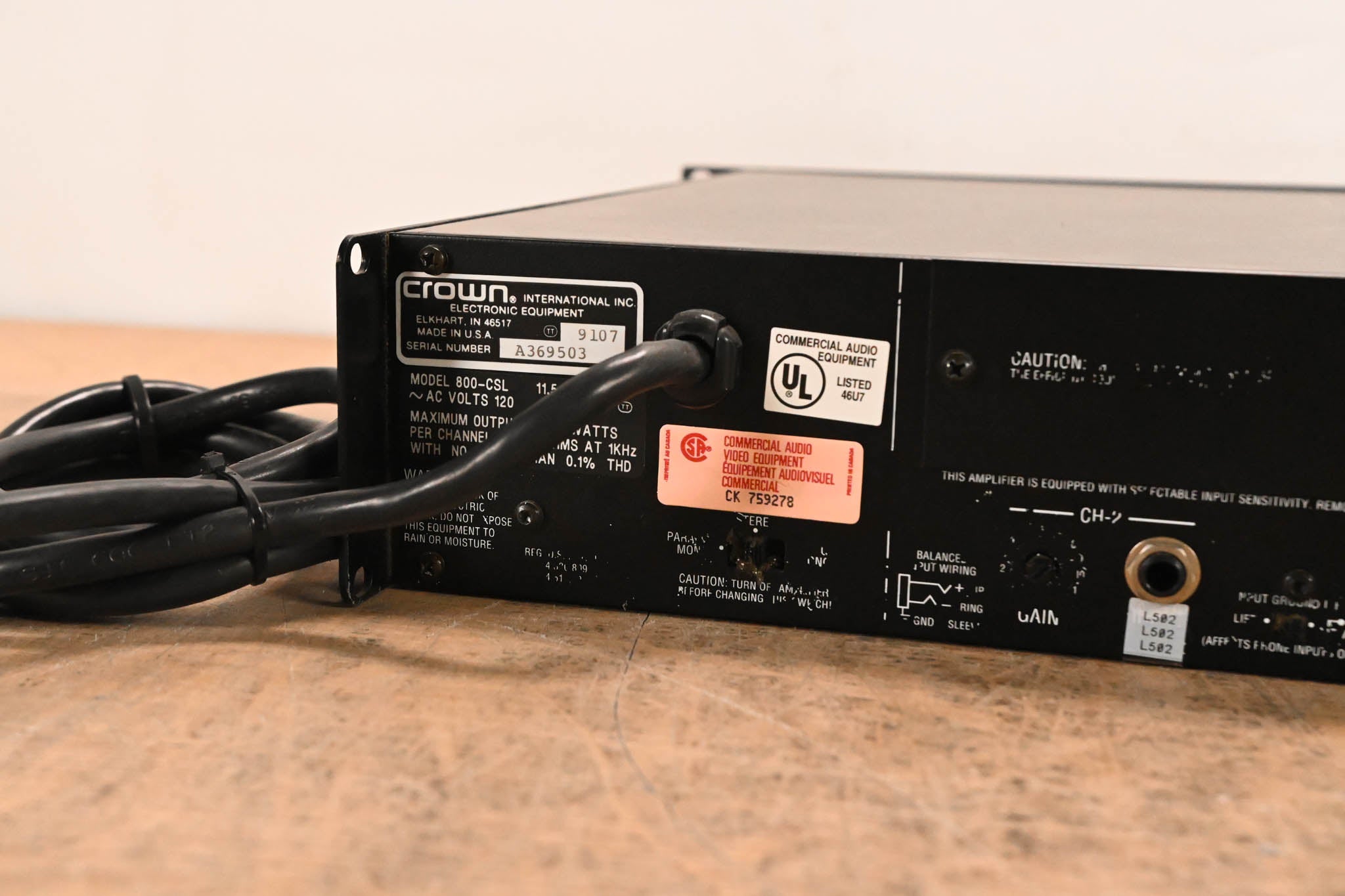 Crown 800 CSL 2-Channel Power Amplifier