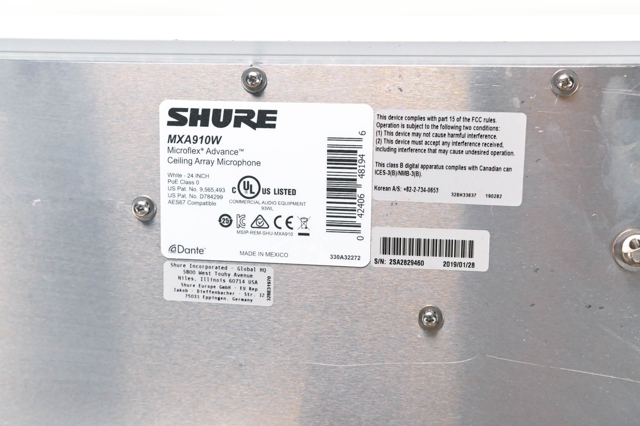 Shure MXA910W Ceiling Array Microphone